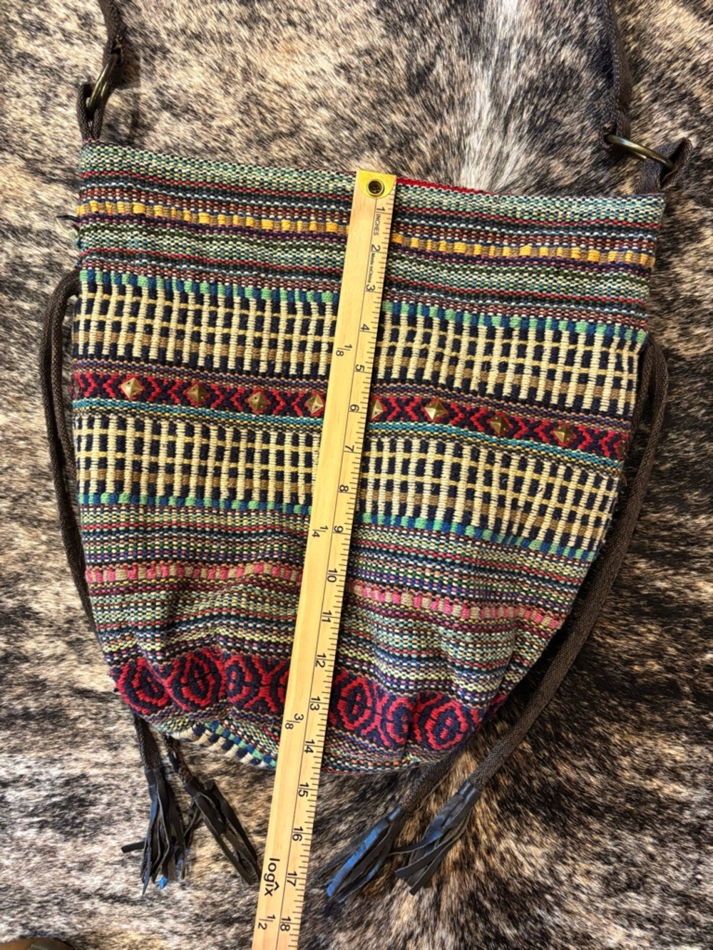 World Market Woven Bucket Bag, Distressed Boho Purse, Crochet Crossbody, Hobo - Picture 12 of 14